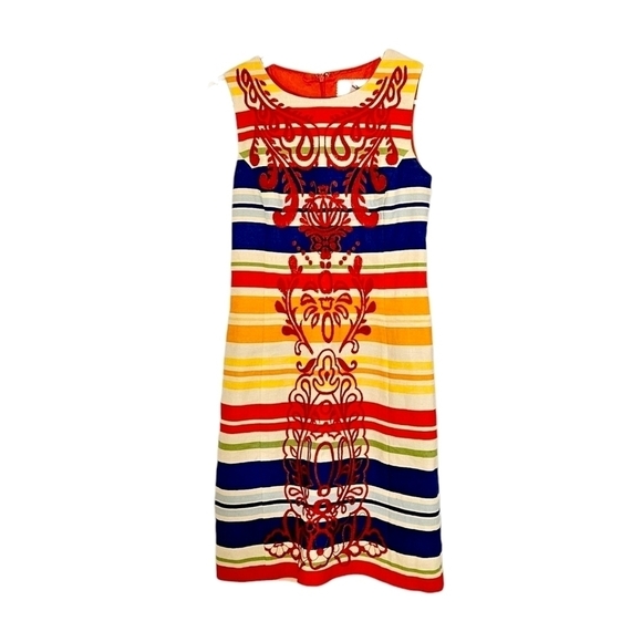 Anthro Tabitha Embroidered Rainbow Striped Totem Dress - Picture 6 of 8